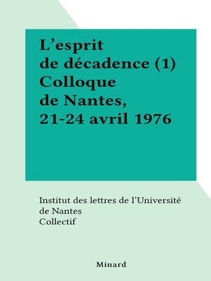 cover image of L'esprit de décadence (1)